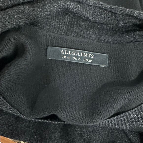 All Saints Black Gray Draped Front Long Sleeve Cardigan Sweater Size 0 - Picture 6 of 10